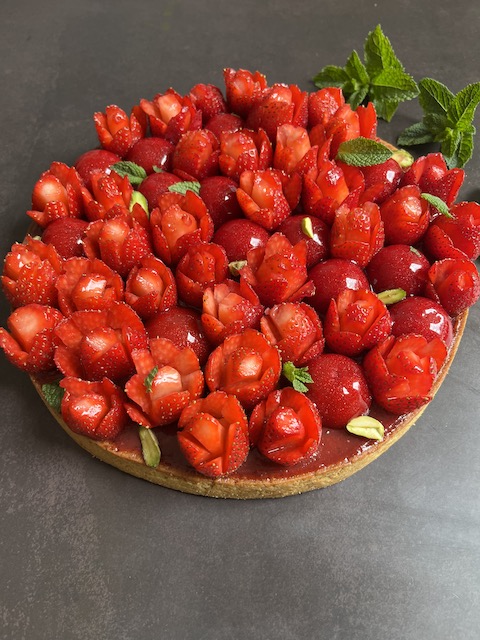 Tarte aux fraises et menthe